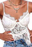Women Plunge Eyelash Lace Bodysuit