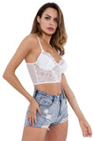 Ladies Crop Top Lace Strappy Vest Floral Padded Longline Bustier