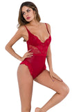 Hot Strappy Lace Plunge Bodysuit