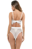 Women's Sexy Lace Mesh Hem Longline Bralette Bra Set