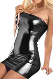 New Leather Sexy Lingerie Hot Latex Sexy Outfit Erotic Peephole Pvc Dress Up Sex Costume Lenceria Wrapped Short Dress For Women