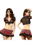School Girls Uniform Costume Short Top Pleated Skirt