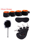 BDSM Bondage Set Under Bed Erotic Restraint 5pcs Handcuffs Ankle Cuffs Blindfold Straps