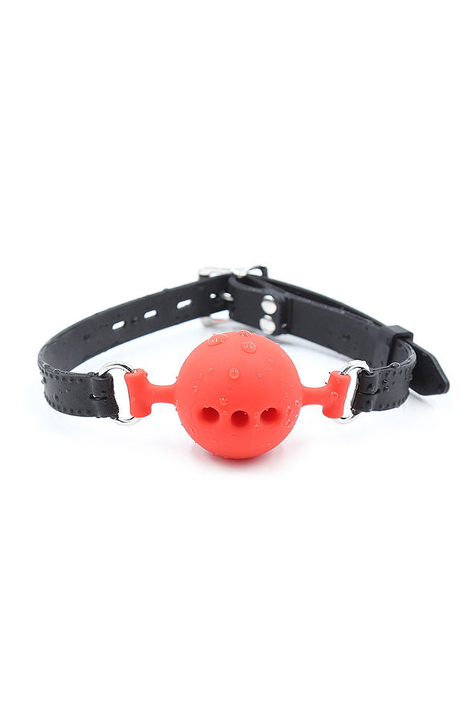 BDSM SM Bondage Mouth Gag Ball Gag With Head Strap and Black Rubber Ball or  Red Silicone Ball / Gold Rivets / Lockable Roller Buckle -  Denmark