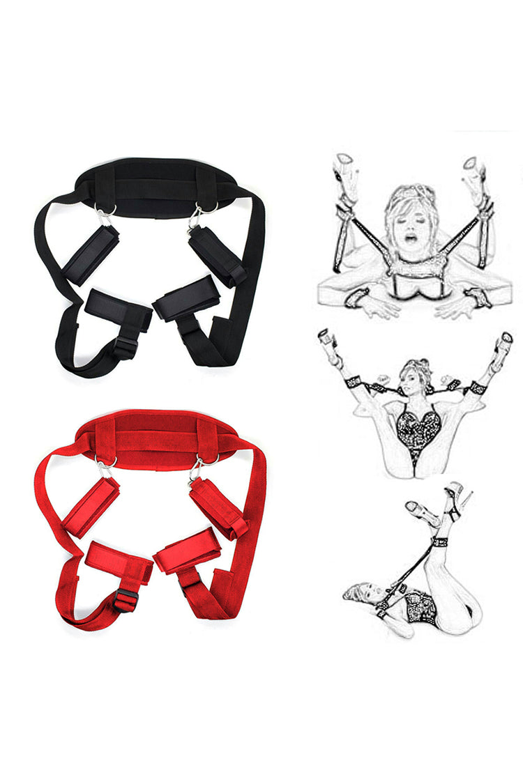 Sex Bondage BDSM Kit,Sexy Adjustable Leather Hand & Ankle Cuffs Choker with  Leash for Couple SM Sex Games Tool Cosplay Adult Sex Toys
