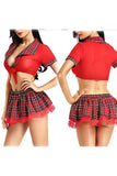 School Girls Uniform Costume Short Top Pleated Skirt